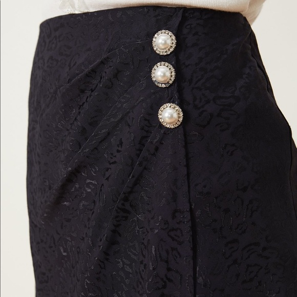 LPA Navy blue jacquard fabric Eleanor Skirt M - Picture 5 of 7